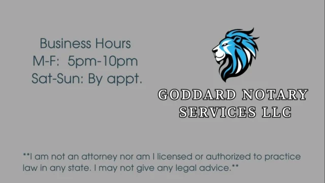 Goddard Notary Services – Business Card Back