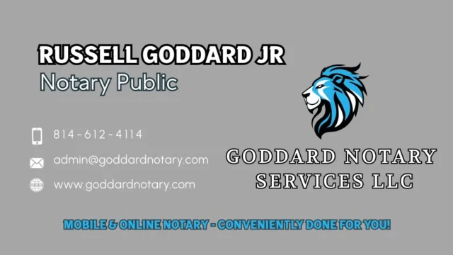 Goddard Notary Services – Business Card Front