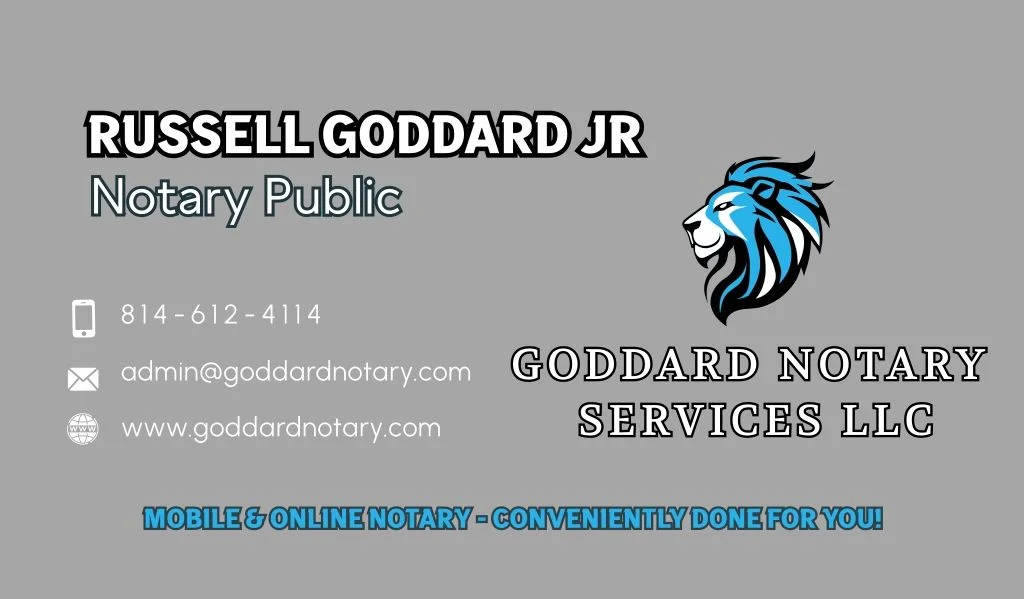 Goddard Notary Services – Business Card Front